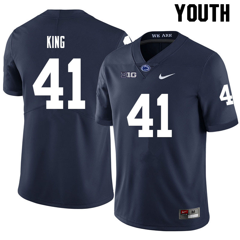 Youth #41 Kobe King Penn State Nittany Lions College Football Jerseys Sale-Navy